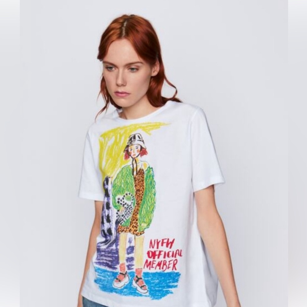 Zara Graphic NY Fashion Week Tee Sz Medium